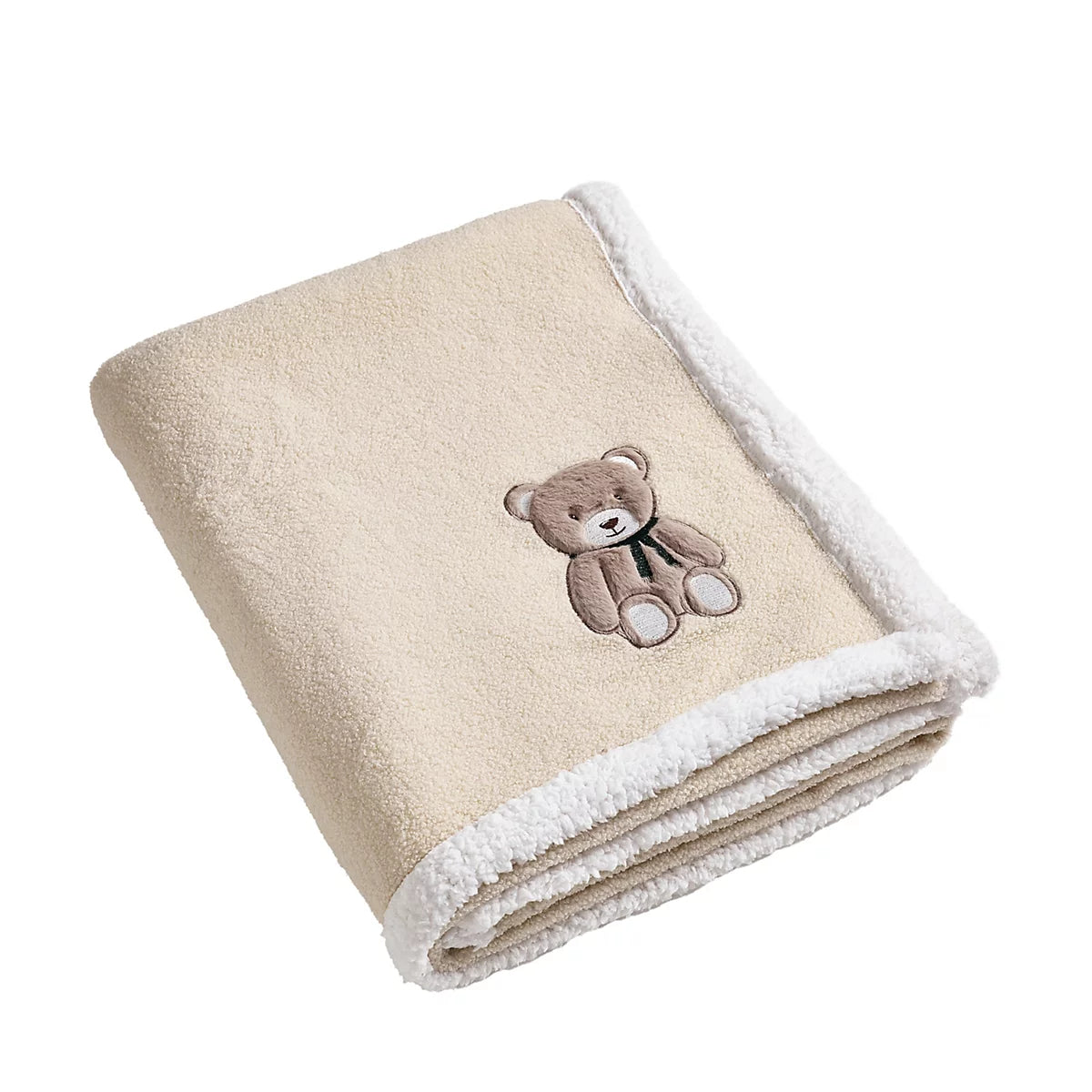 Catherine Lansfield Natural Sherpa Teddy Bear Cosy Fleece Blanket Throw