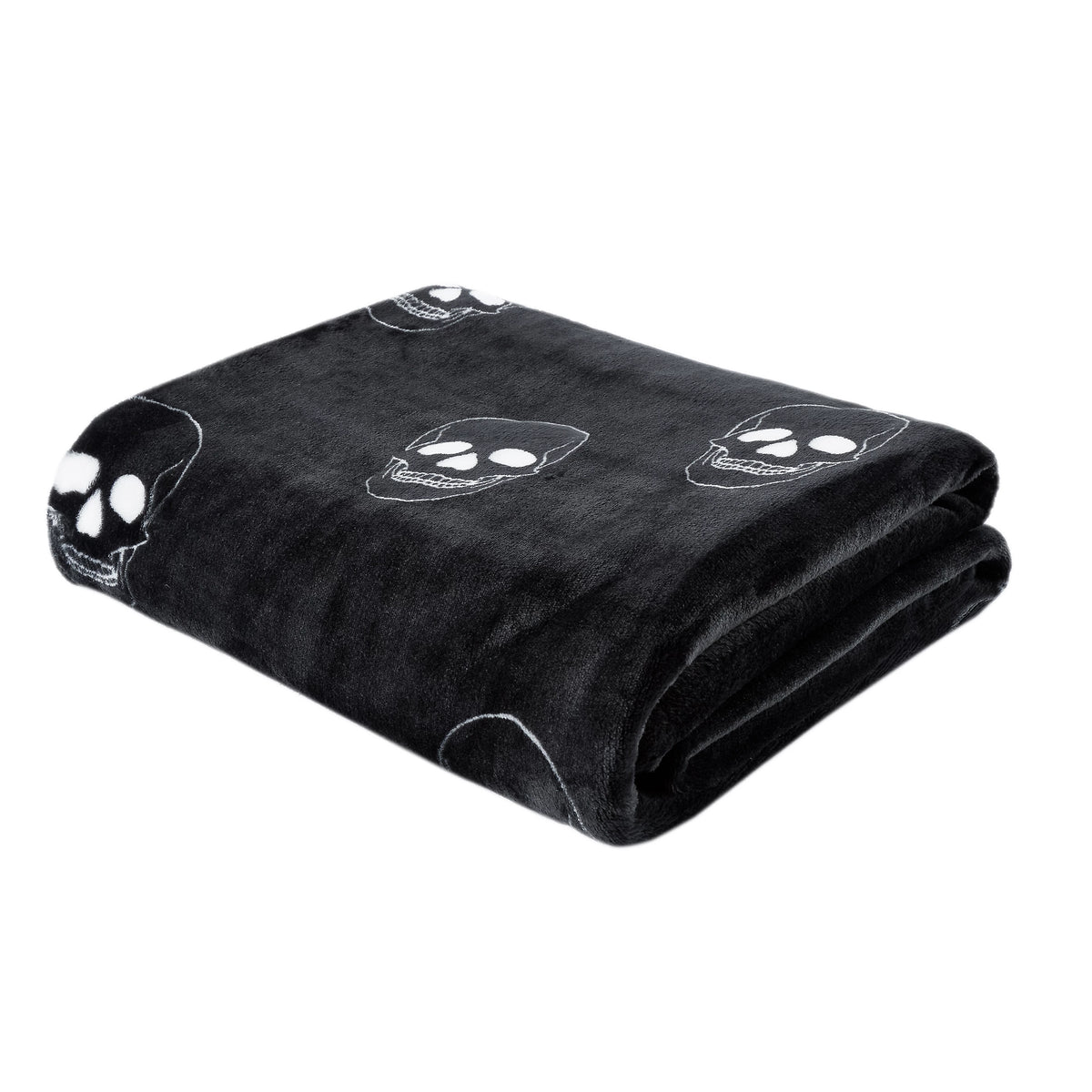 Catherine Lansfield Skulls Cosy Fleece Blanket Throw in Grey 130 x 170cm