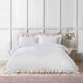 Catherine Lansfield So Soft Mono Frill Duvet Cover Set White / Pink
