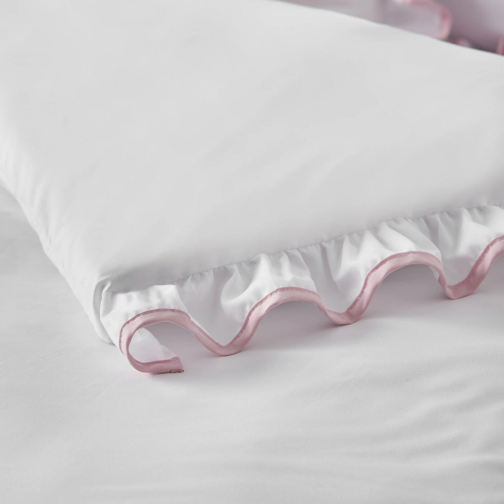 Catherine Lansfield So Soft Mono Frill Duvet Cover Set White / Pink