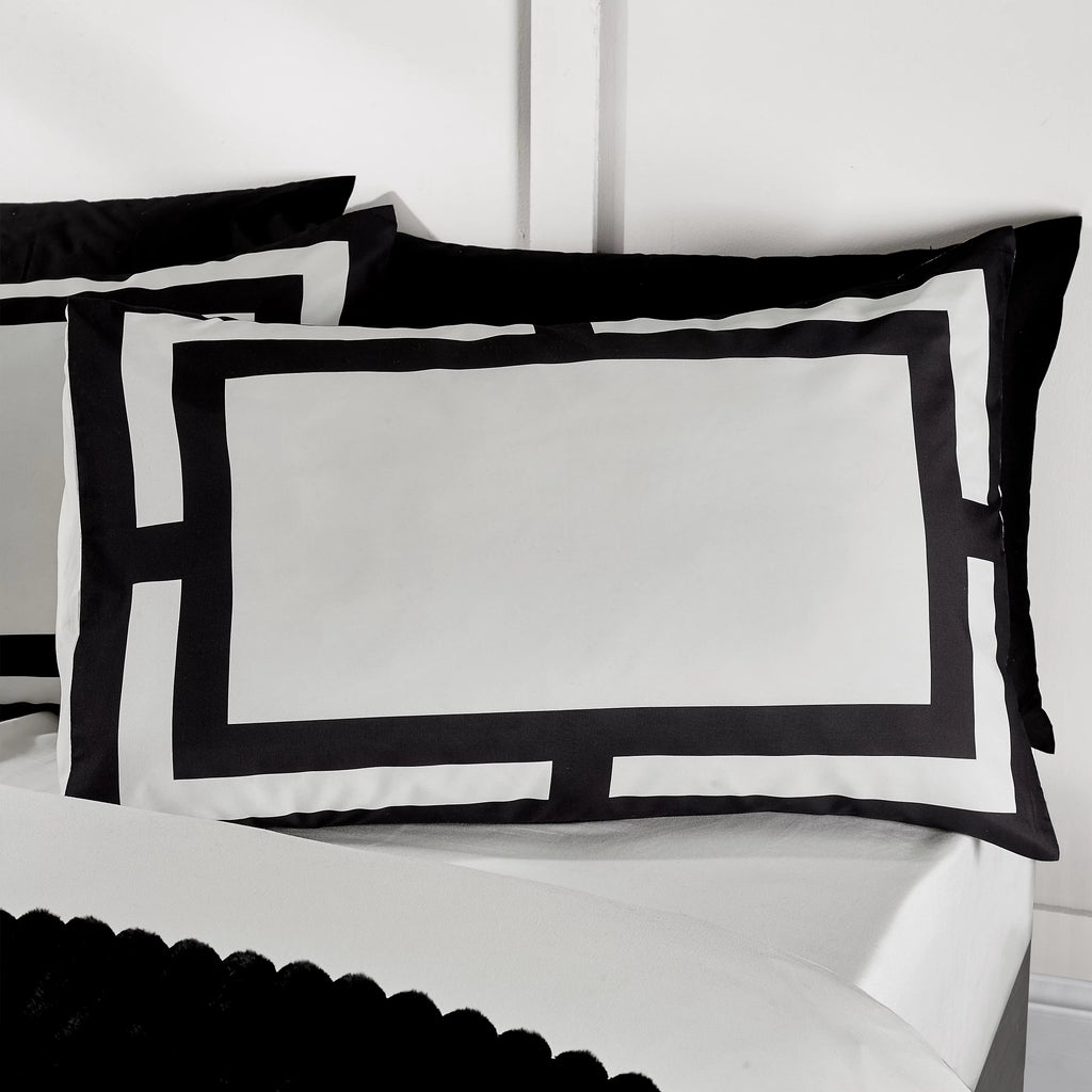 Catherine Lansfield Cream Black So Soft Mono Panel Duvet Cover Set