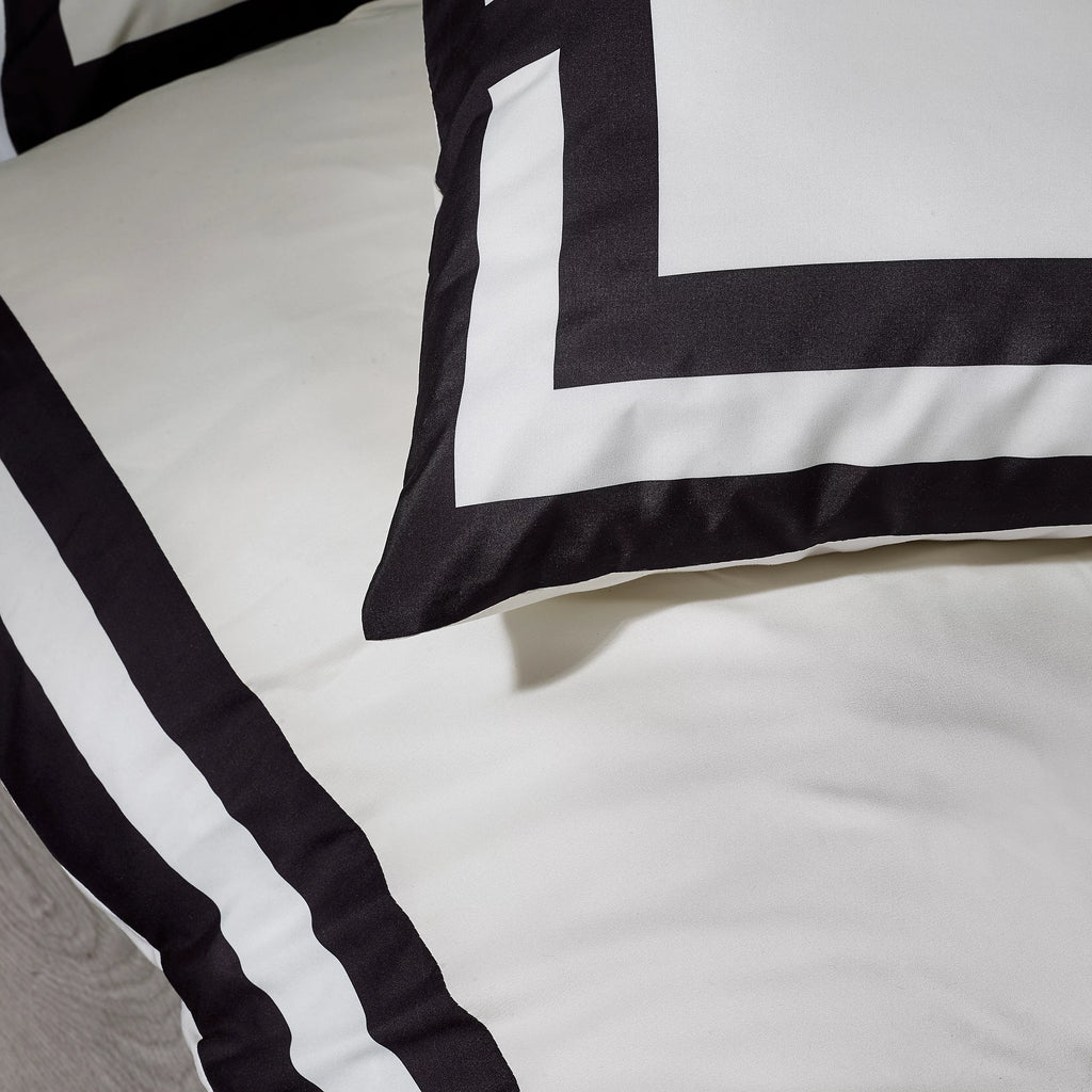 Catherine Lansfield Cream Black So Soft Mono Panel Duvet Cover Set
