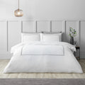 Catherine Lansfield So Soft Mono Satin Stitch Duvet Cover Set White / Silver