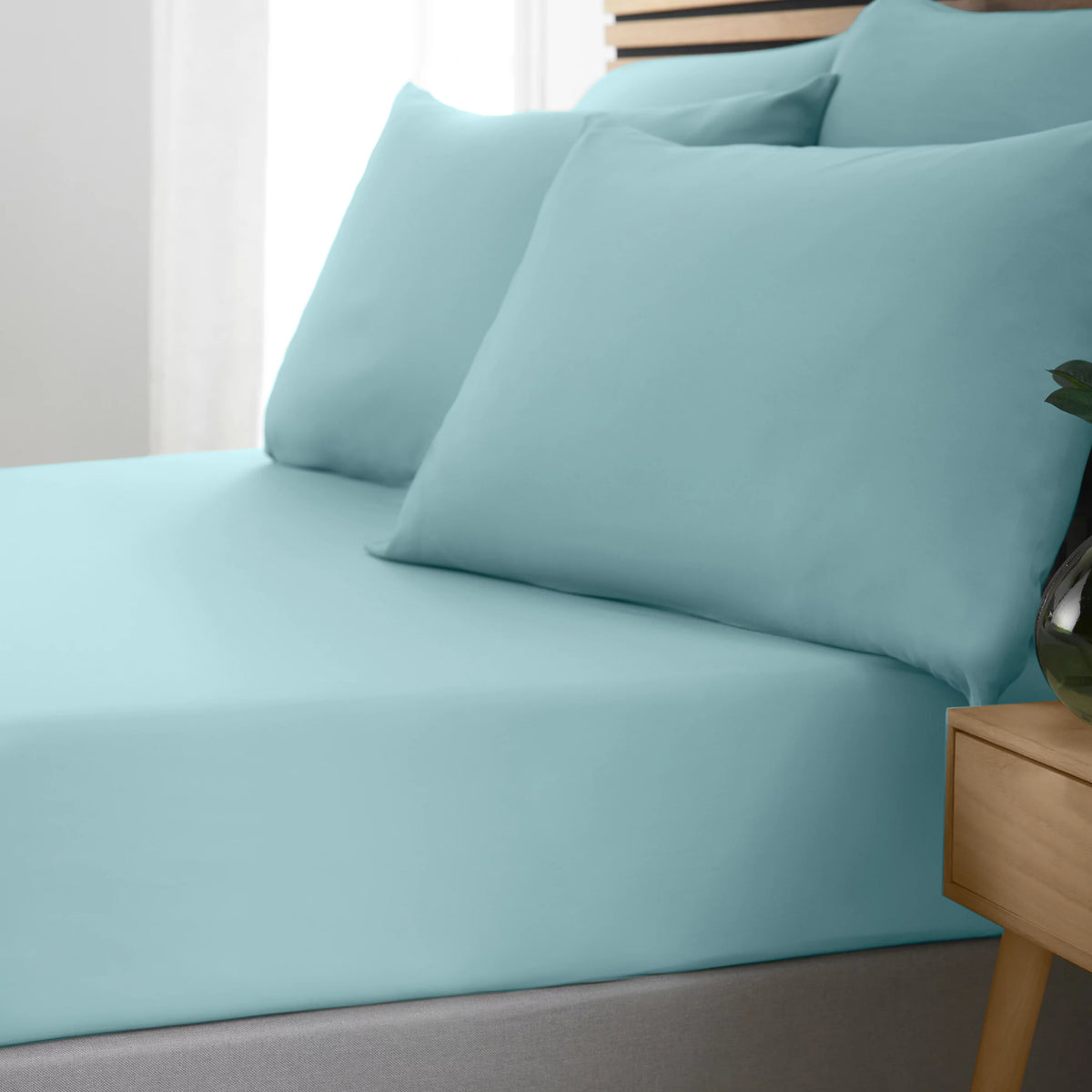 Catherine Lansfield So Soft Non-Iron Fitted Sheet Duck Egg Blue