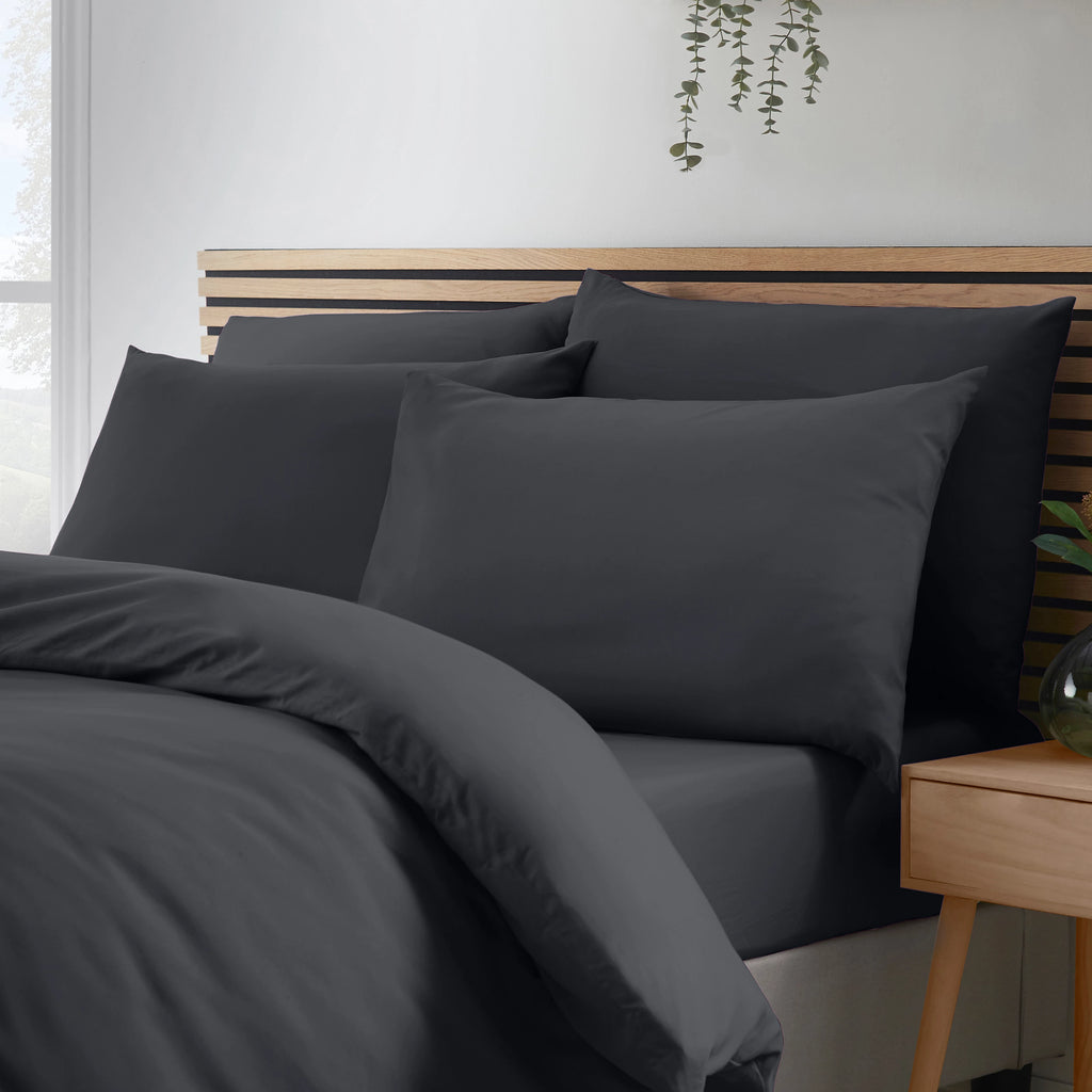Catherine Lansfield So Soft Non-Iron Standard Pack of 4 Pillowcases Black