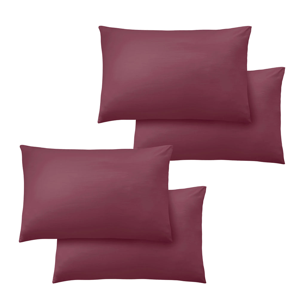 Catherine Lansfield So Soft Non-Iron Standard Pack of 4 Pillowcases Burgundy