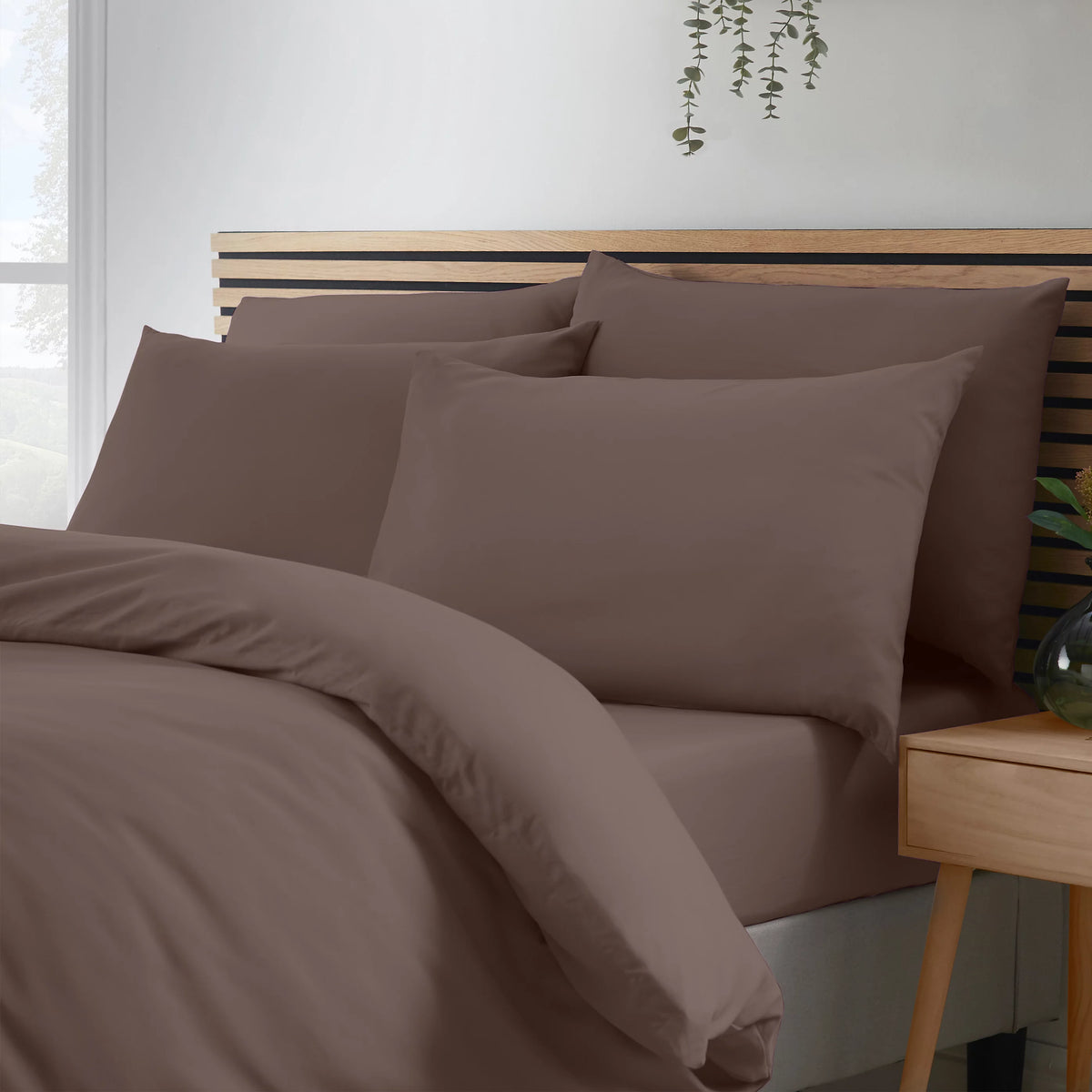 Catherine Lansfield So Soft Non-Iron Standard Pack of 4 Pillowcases Chocolate