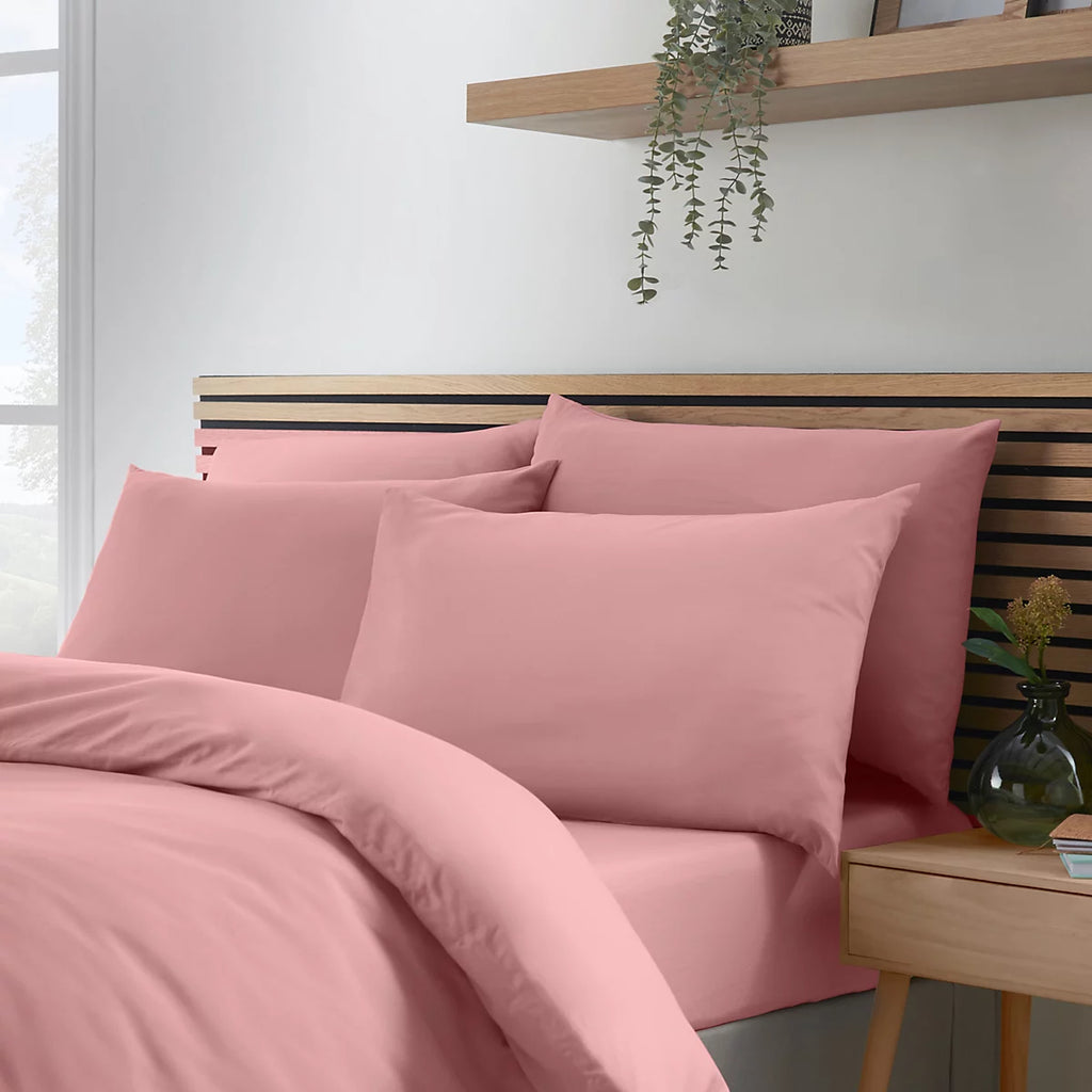 Catherine Lansfield So Soft Non-Iron Standard Pack of 4 Pillowcases in Coral
