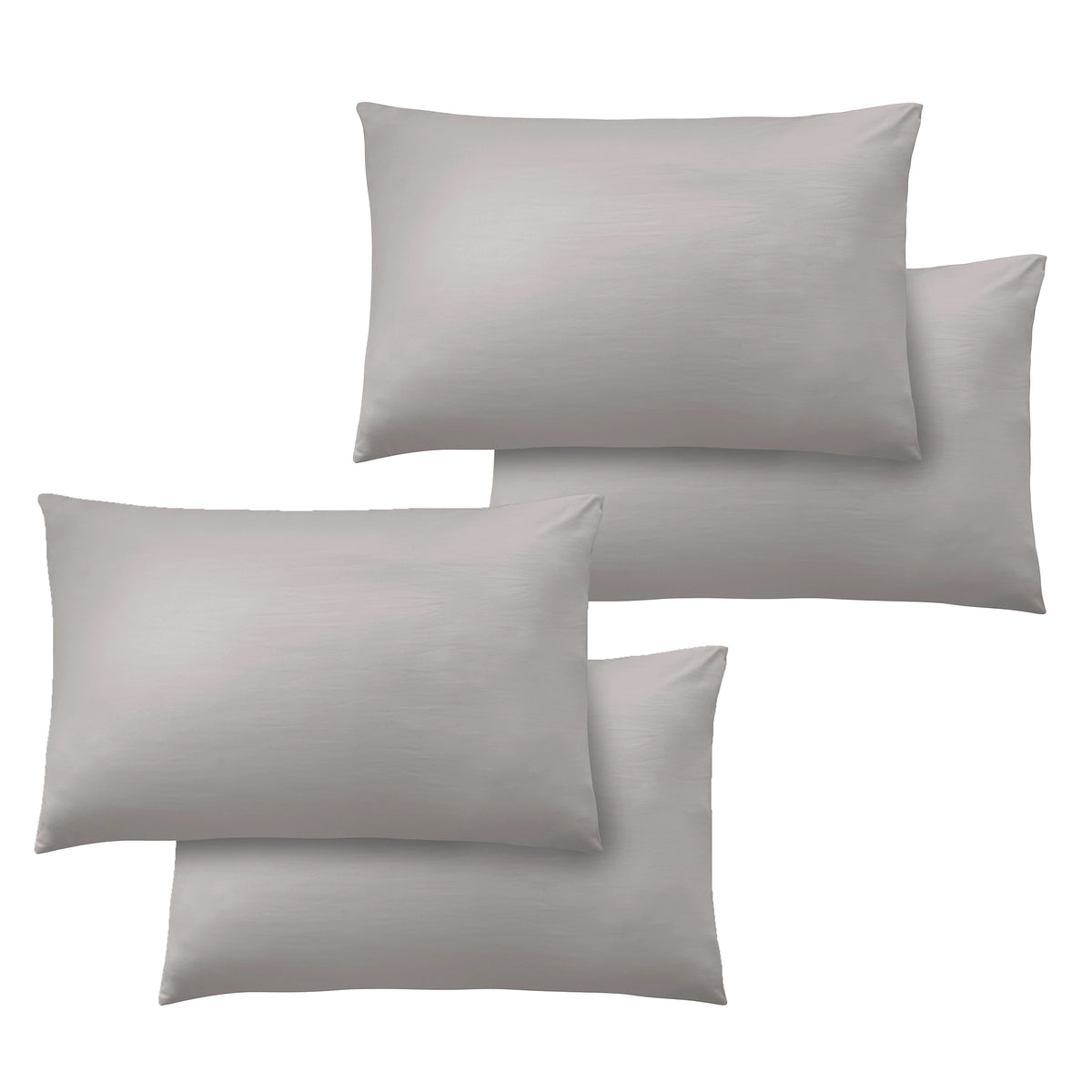 Catherine Lansfield So Soft Non-Iron Standard Pack of 4 Pillowcases Grey
