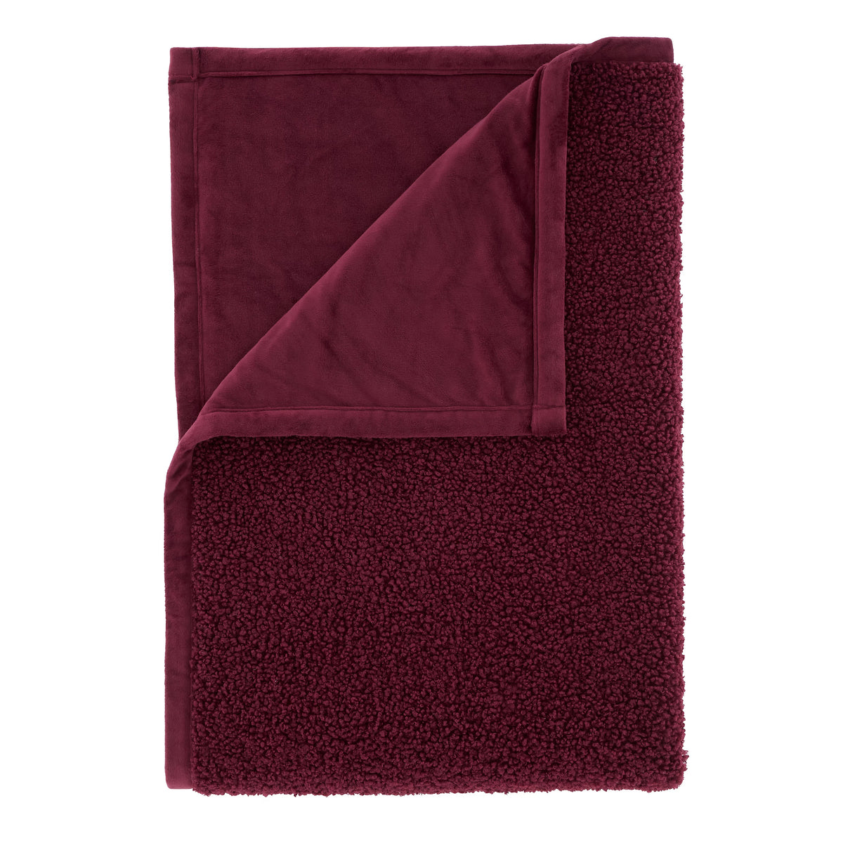 Catherine Lansfield So Soft Velvet Boucle 130x170cm Blanket Throw Damson