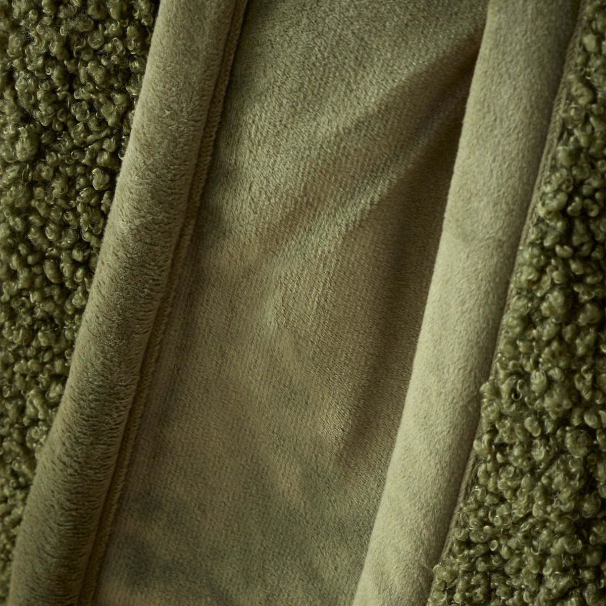 Catherine Lansfield So Soft Velvet Boucle 130x170cm Blanket Throw Olive Green