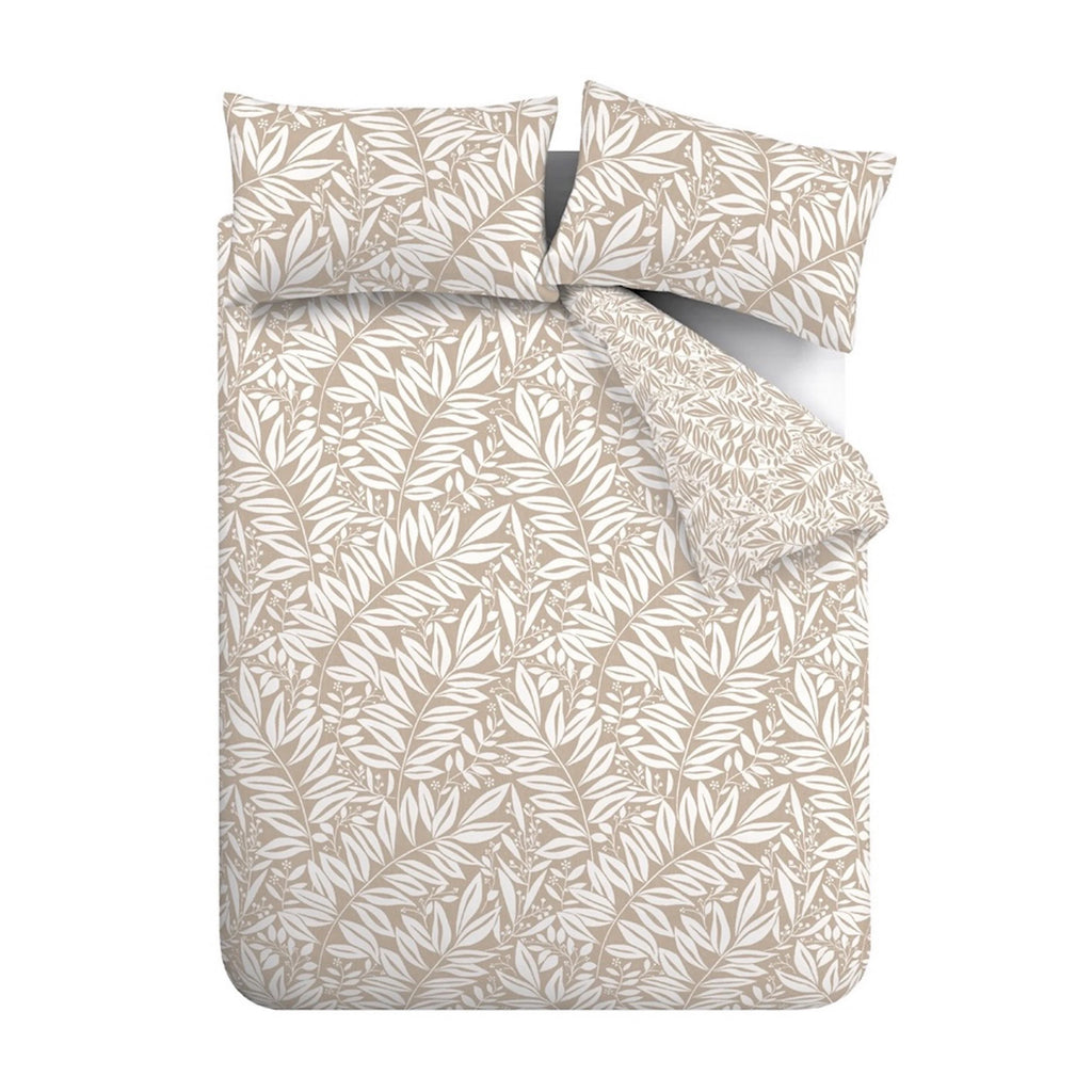 Catherine Lansfield Sorrel Leaf Reversible Duvet Cover Set Natural