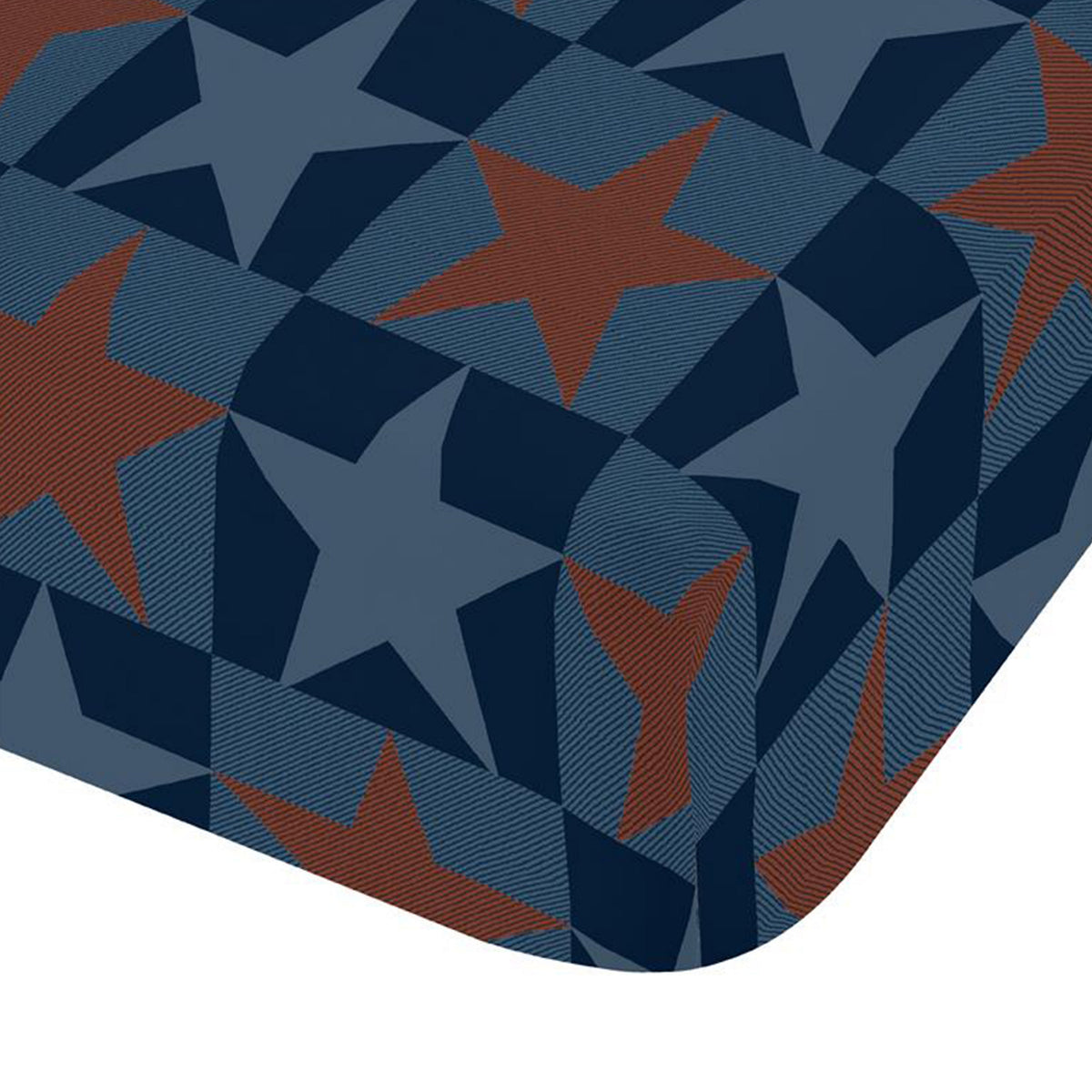 Catherine Lansfield Stars And Check Fitted Sheet in Blue