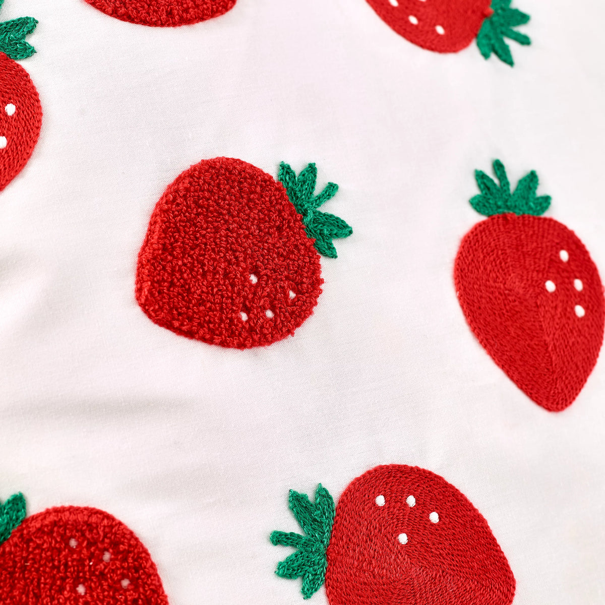 Catherine Lansfield Strawberry Embroidered Cushion in Red 45 x 45cm