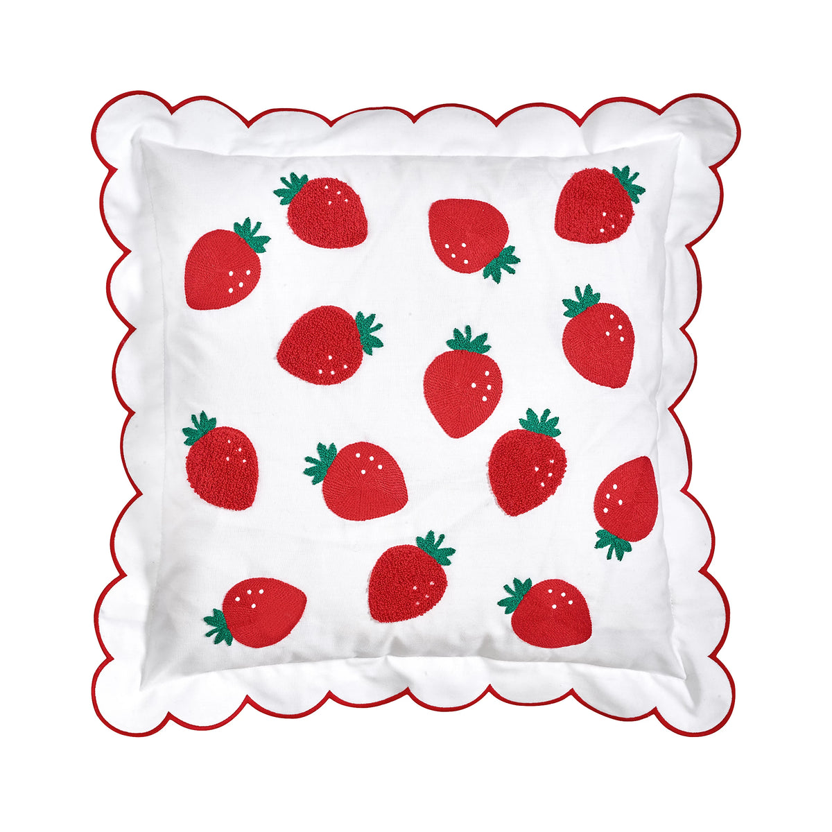 Catherine Lansfield Strawberry Embroidered Cushion in Red 45 x 45cm