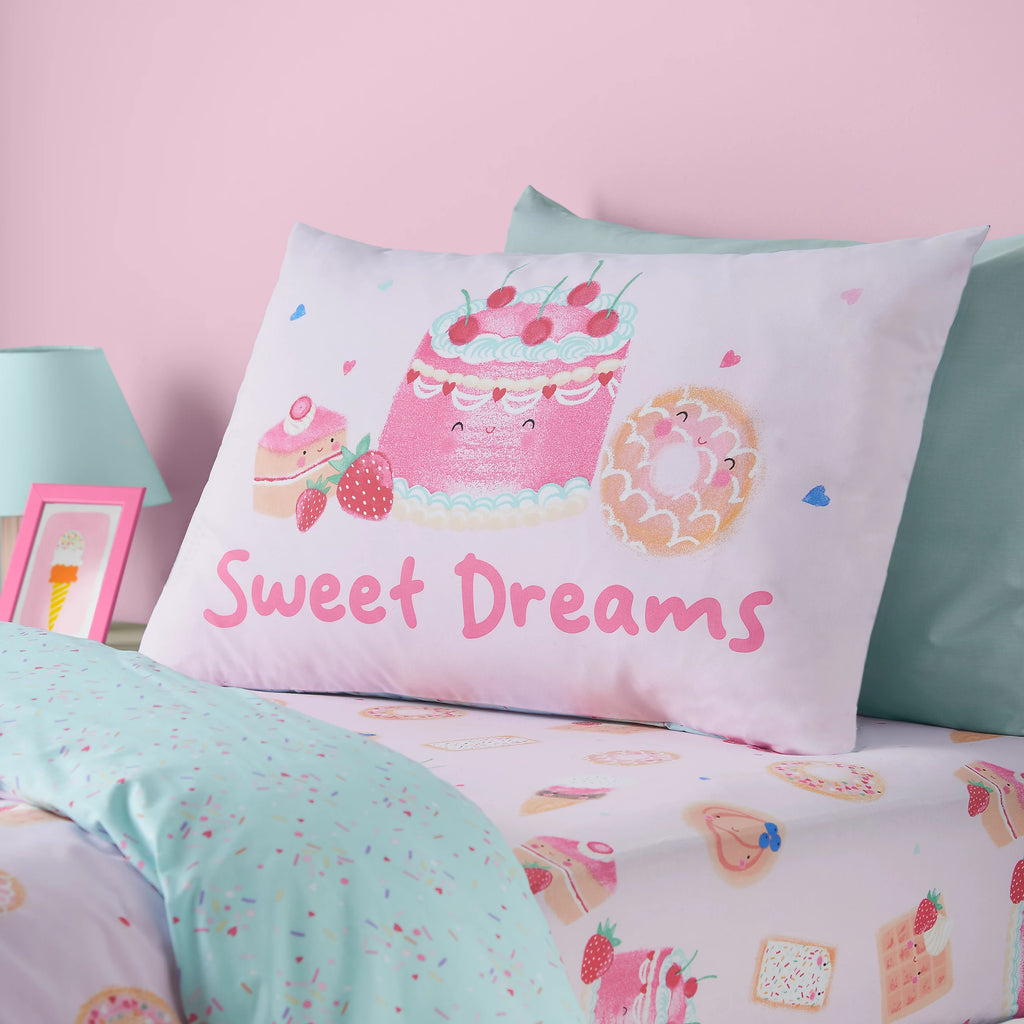 Catherine Lansfield Sweet Treats Reversible Duvet Cover Set in Pink