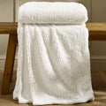 Catherine Lansfield Cream Textured Wave Faux Fur Blanket Throw