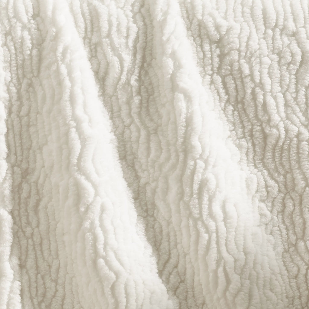 Catherine Lansfield Cream Textured Wave Faux Fur Blanket Throw