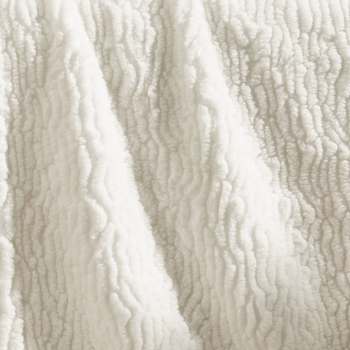 Catherine Lansfield Cream Textured Wave Faux Fur Blanket Throw