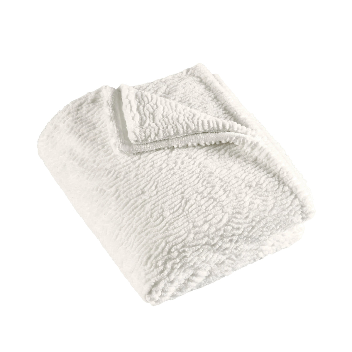 Catherine Lansfield Cream Textured Wave Faux Fur Blanket Throw