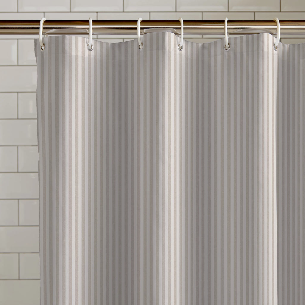 Catherine Lansfield Timeless Stripe Shower Curtain in Natural 180 x 180cm