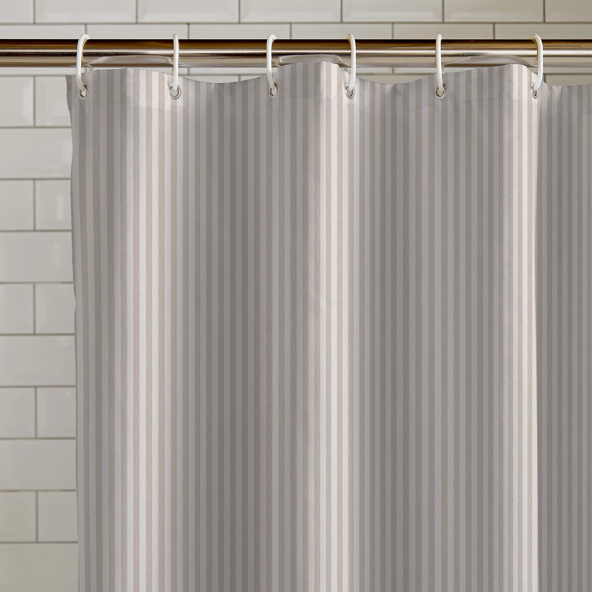 Catherine Lansfield Timeless Stripe Shower Curtain in Natural 180 x 180cm