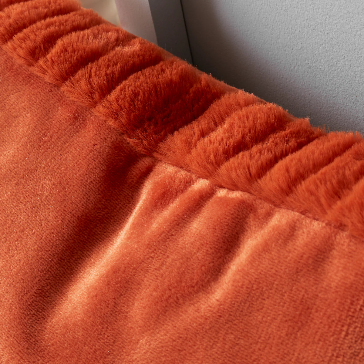 Catherine Lansfield Velvet and Faux Fur Cushion in Burnt Orange 55 x 55cm