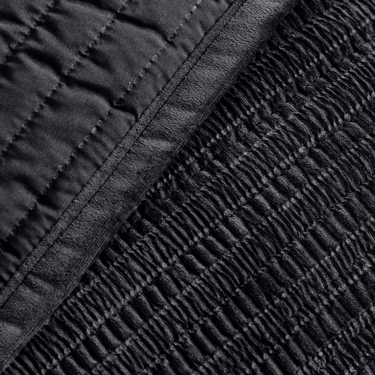 Catherine Lansfield Velvet Pinsonic Quilted Bedspread in Black 220 x 220cm