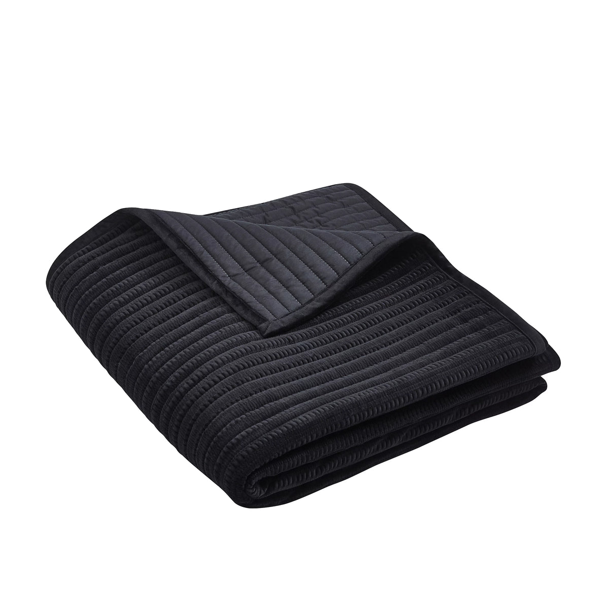 Catherine Lansfield Velvet Pinsonic Quilted Bedspread in Black 220 x 220cm