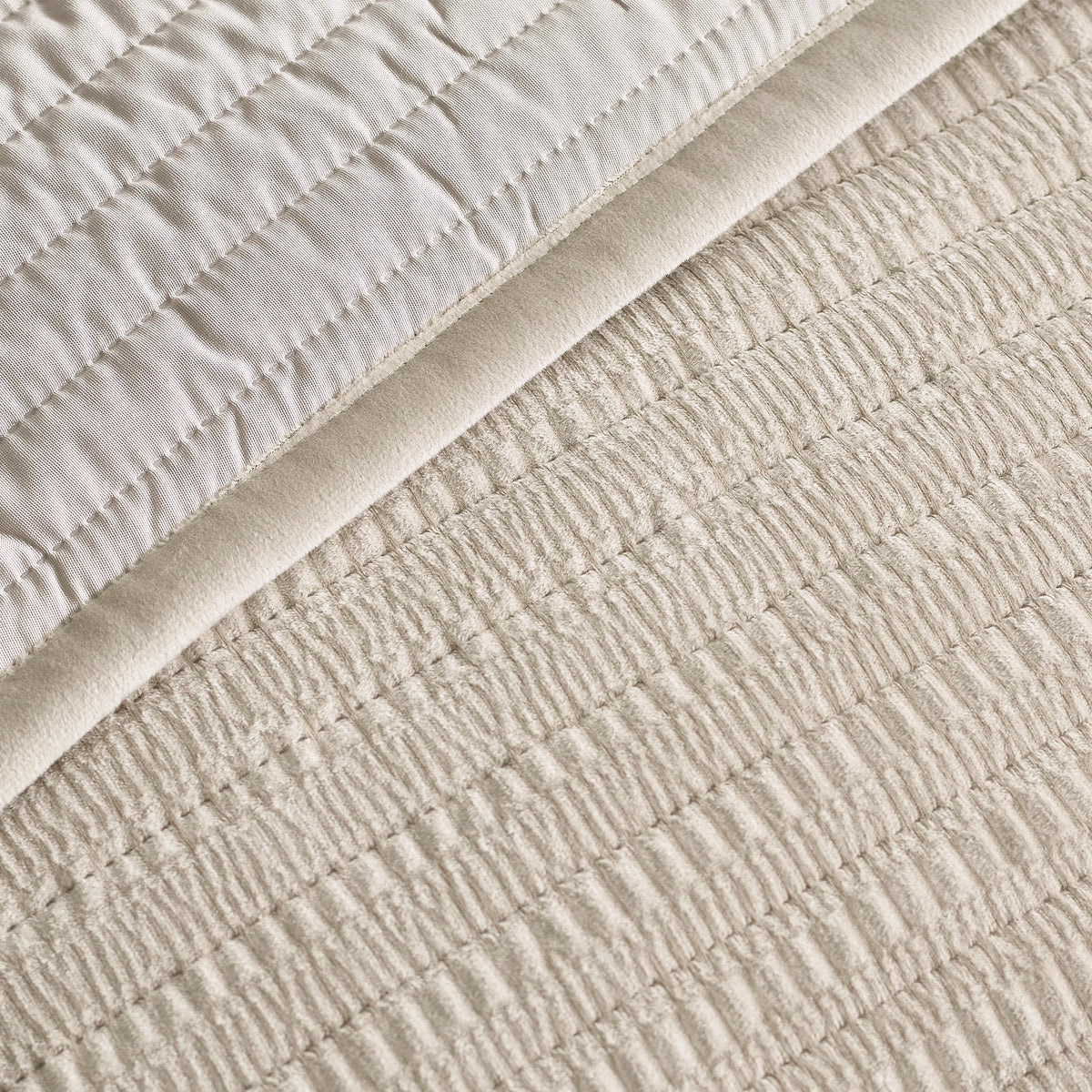 Catherine Lansfield Velvet Pinsonic Quilted Bedspread in Natural 220 x 220cm