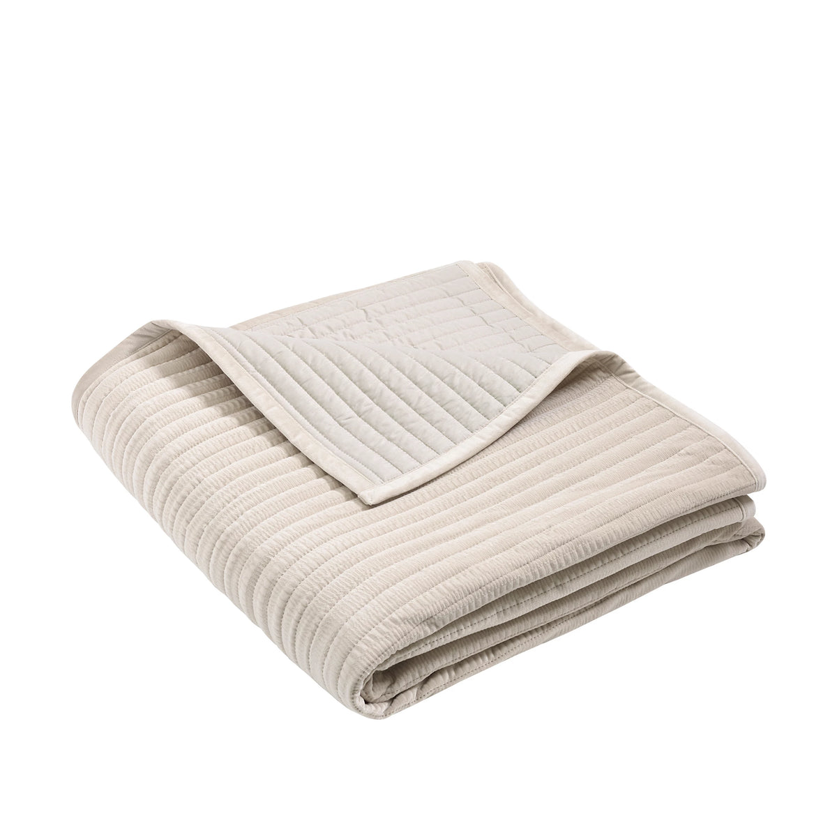 Catherine Lansfield Velvet Pinsonic Quilted Bedspread in Natural 220 x 220cm