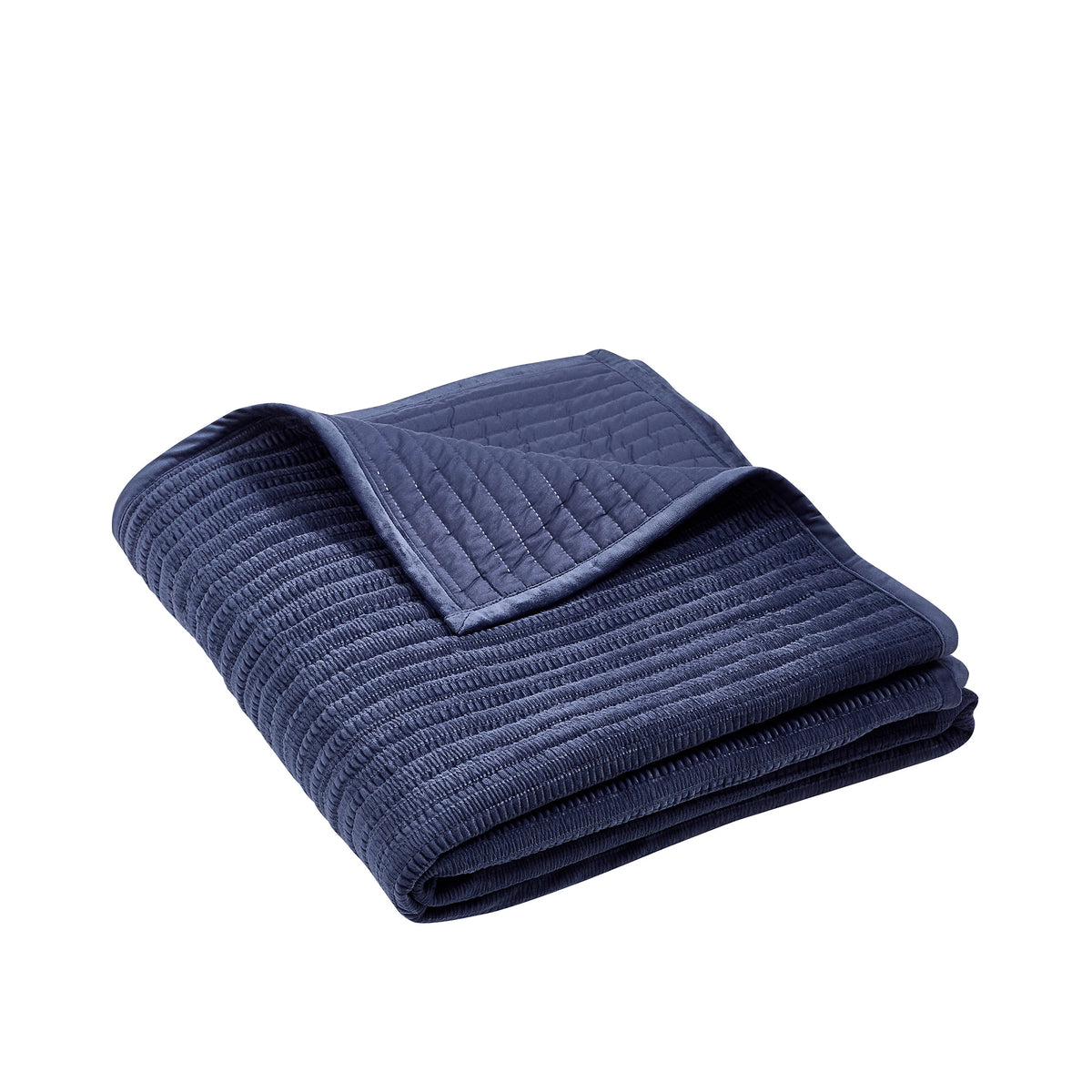 Catherine Lansfield Velvet Pinsonic Quilted Bedspread in Navy Blue 220 x 220cm