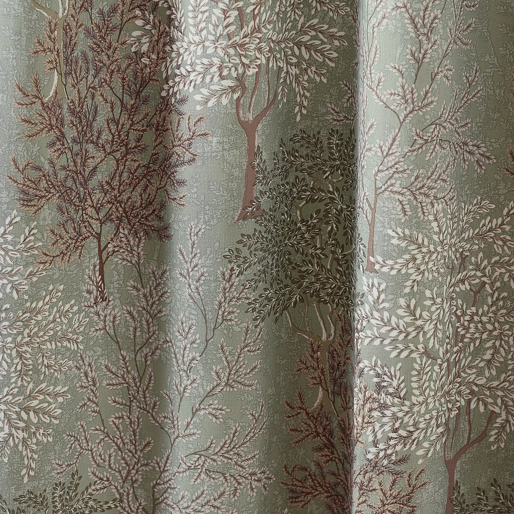 Catherine Lansfield Woodland Trees Lined Pencil Pleat Curtains in Green