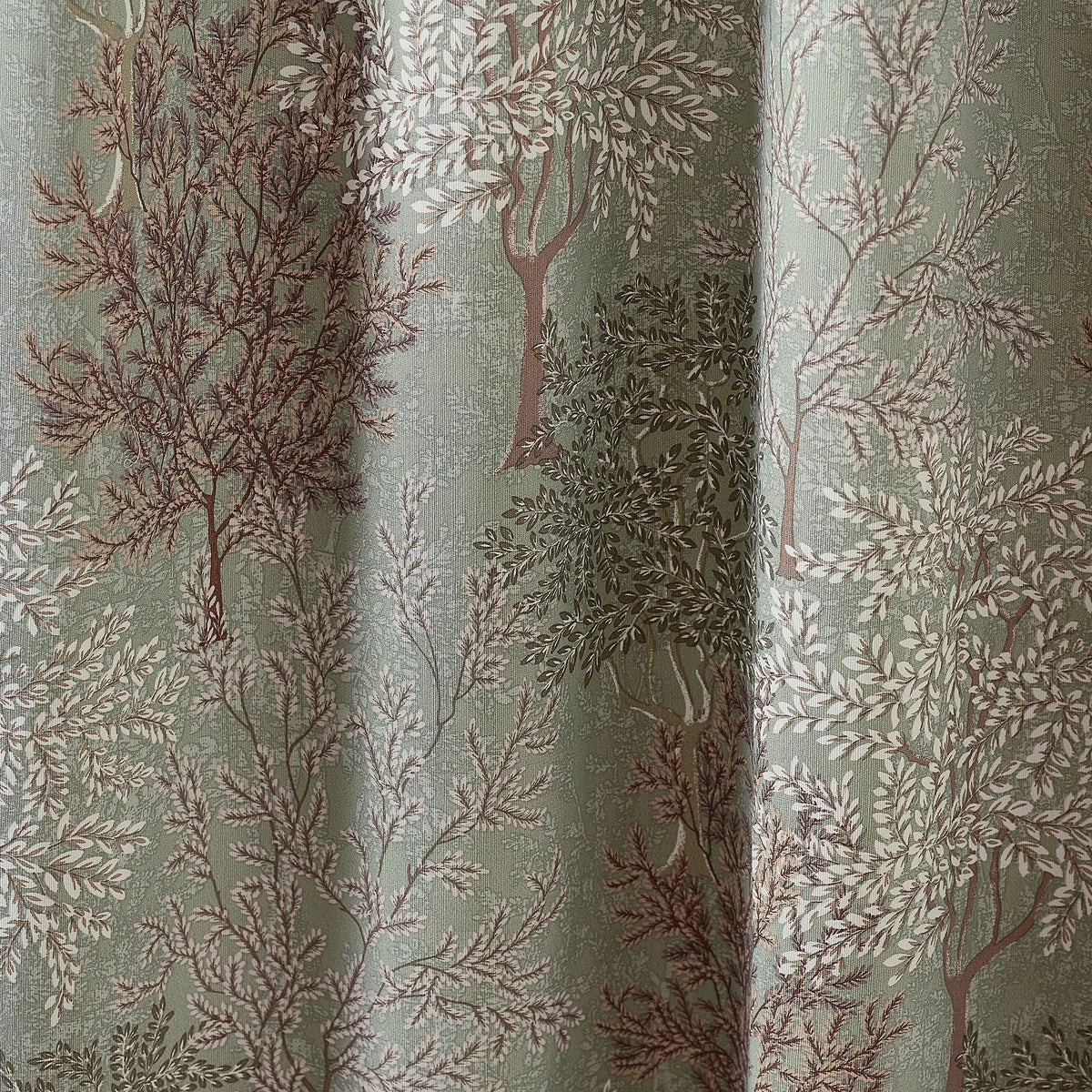 Catherine Lansfield Woodland Trees Lined Pencil Pleat Curtains in Green
