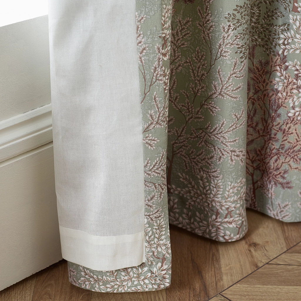 Catherine Lansfield Woodland Trees Lined Pencil Pleat Curtains in Green