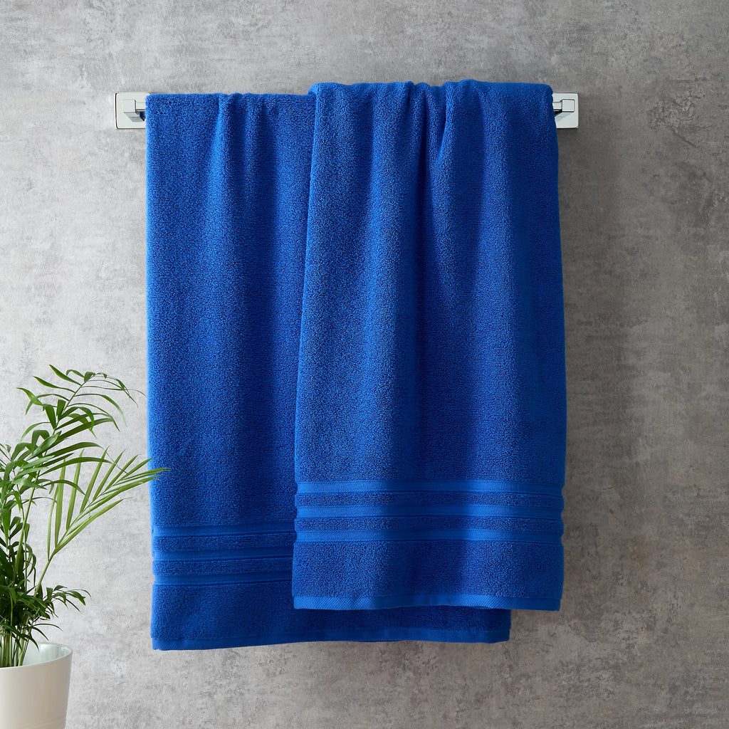 Catherine Lansfield Bathroom Zero Twist 500 GSM Soft & Absorbent Cotton Bath Sheet Pair in Cobalt Blue