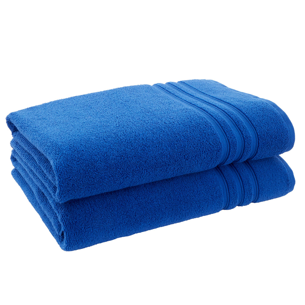 Catherine Lansfield Bathroom Zero Twist 500 GSM Soft & Absorbent Cotton Bath Sheet Pair in Cobalt Blue