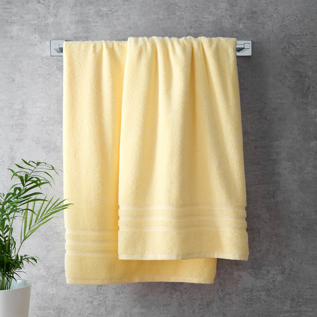 Catherine Lansfield Bathroom Zero Twist 500 GSM Soft & Absorbent Cotton Bath Sheet Pair in Yellow