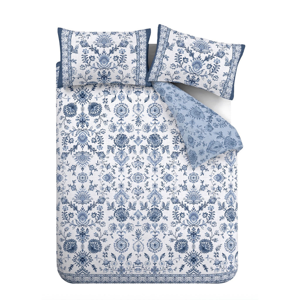 Catherine Lansfield Zoukara Floral Duvet Cover Set Blue