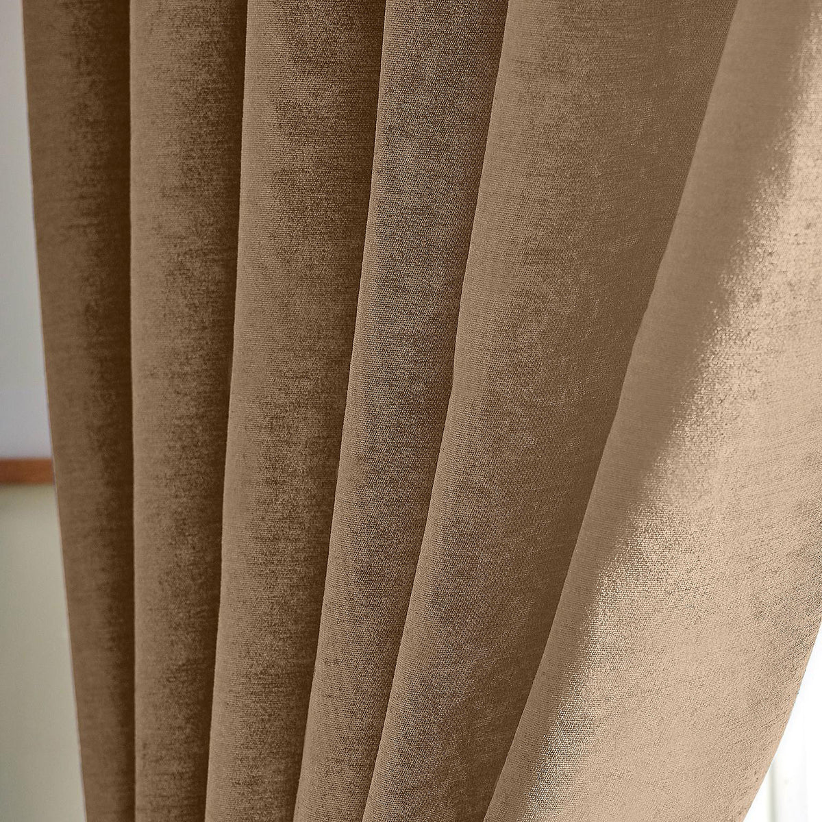 Chenille Thermal Blackout Eyelet Curtains in Beige