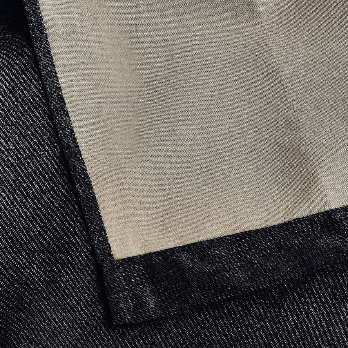 Chenille Thermal Blackout Pencil Pleat Curtains in Black