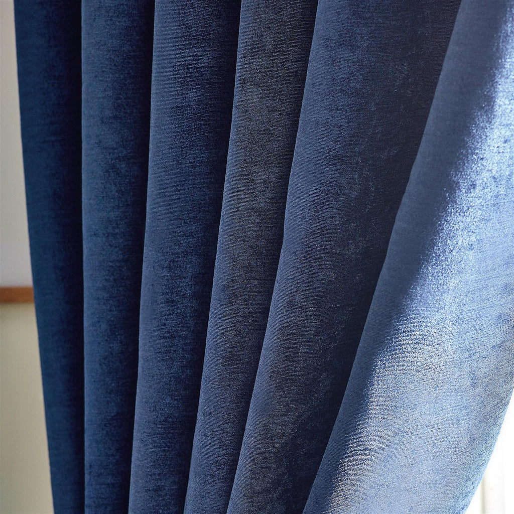 Chenille Thermal Blackout Eyelet Curtains in Blue
