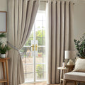 Chenille Thermal Blackout Eyelet Curtains in Cream