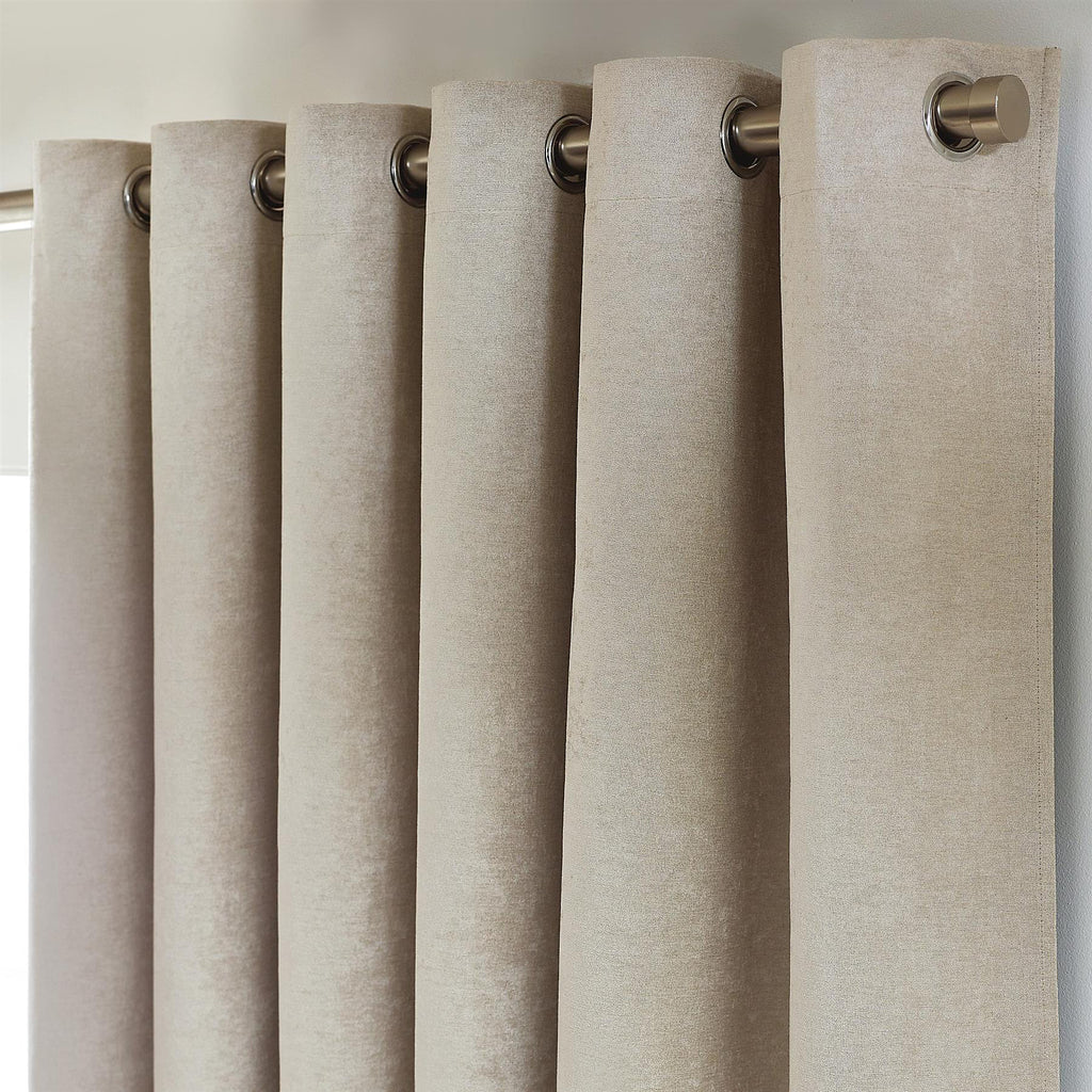 Chenille Thermal Blackout Eyelet Curtains in Cream