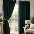Chenille Thermal Blackout Eyelet Curtains in Green