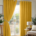 Chenille Thermal Blackout Eyelet Curtains in Ochre