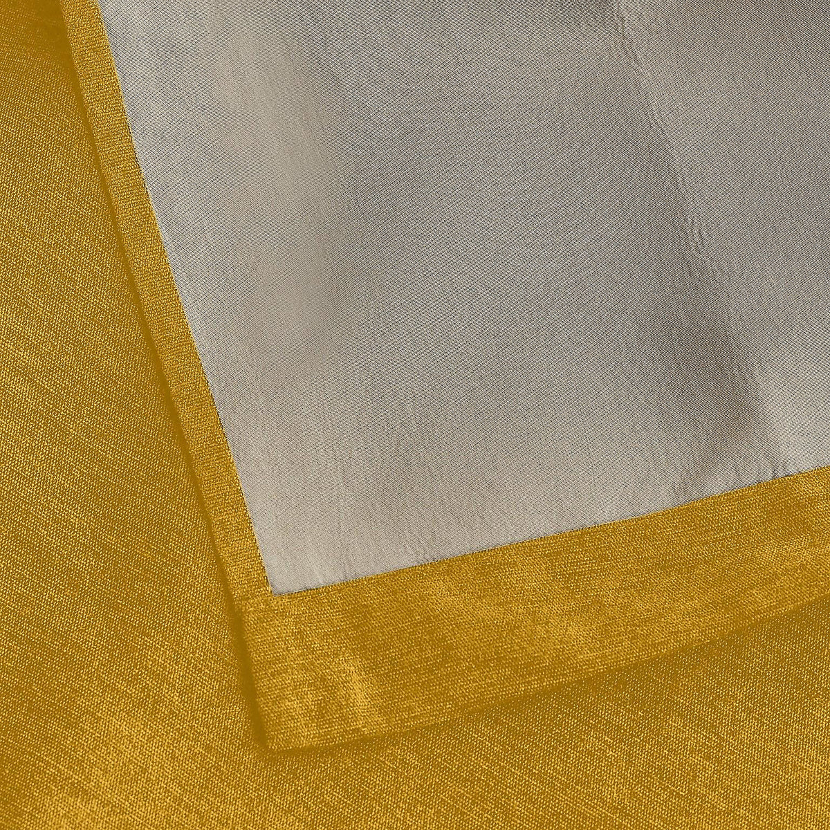 Chenille Thermal Blackout Pencil Pleat Curtains in Ochre
