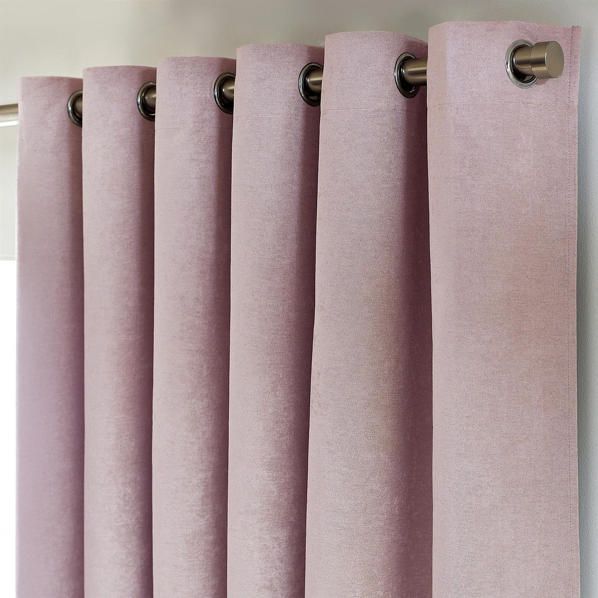 Chenille Thermal Blackout Eyelet Curtains in Pink