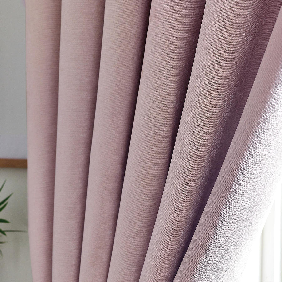 Chenille Thermal Blackout Pencil Pleat Curtains in Pink