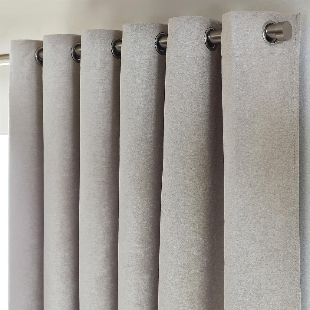 Chenille Thermal Blackout Eyelet Curtains in Silver